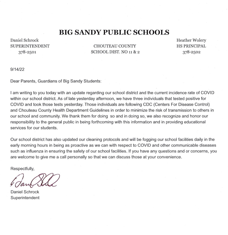 Letter from School District